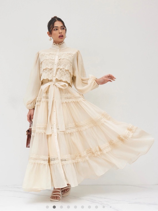 Cider Dresses & Skirts - Cider - NWT - XL - CHIFFON HIGH NECK GUIPURE PEARL BUTTON MAXI DRESS